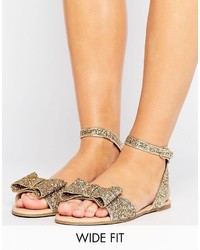 Asos Fair Lady Wide Fit Bow Flat Sandals