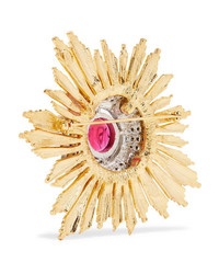 Kenneth Jay Lane Gold And Silver Tone Crystal Brooch