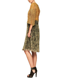 Burberry Floral Macrame Dress With Pleated Skirt