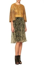 Burberry Floral Macrame Dress With Pleated Skirt