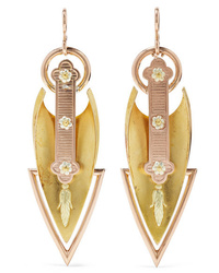 Fred Leighton 1880s 20 Karat Yellow Rose And White Gold Earrings