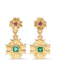 Meadowlark August Gold Plated Ruby And Emerald Earrings