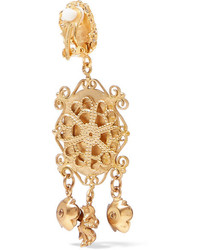 Dolce & Gabbana Gold Tone Faux Pearl Clip Earrings