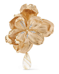 OLE LYNGGAARD COPENHAGEN Wild Rose 18 Karat Gold Diamond And Quartz Clip Earring