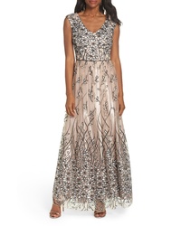 Alex Evenings Sleeveless Embroidered Gown