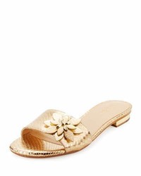 Women's Gold Flat Sandals by MICHAEL Michael Kors | Lookastic