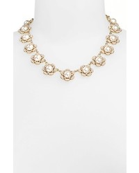 kate spade new york Park Floral Collar Necklace Cream Clear Gold