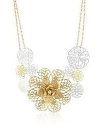 Rain Gold Tone And Silver Tone Flower Necklace