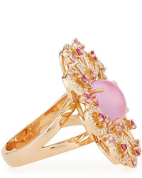 Roberto Coin 18k Rose Gold Diamond Pink Sapphire Floral Ring