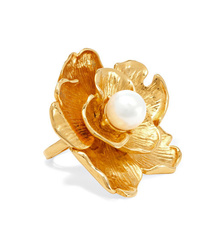 Kenneth Jay Lane Gold Tone Faux Pearl Ring