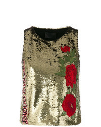 Gold Floral Sequin Tank