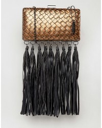 Glamorous Woven Clutch Bag With Statet Fringe