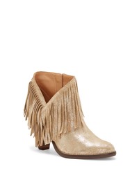 Gold Fringe Leather Ankle Boots