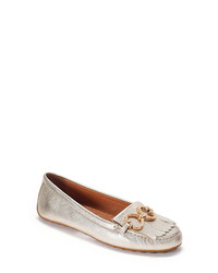 Gold Fringe Leather Driving Shoes