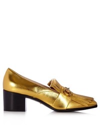 Gold Fringe Leather Loafers