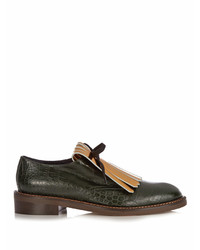 Marni Fringed Bow Leather Loafers