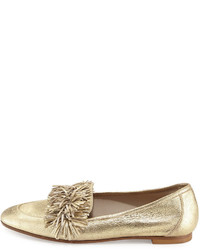 Aquazzura Wild Metallic Fringe Loafer Light Gold