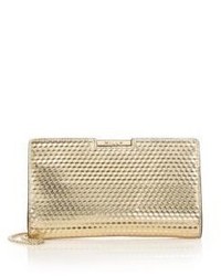 Milly Geo Debossed Small Metallic Leather Frame Clutch