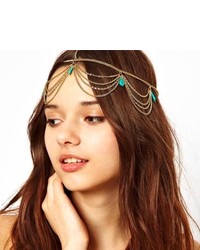 Sannysis 1pc Unique Turquoise Chain Jewelry Headband Party Headpiece Hair Band For Girls