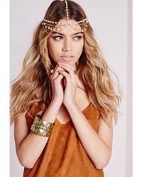 Missguided Statet Pearl Detail Headpiece Gold