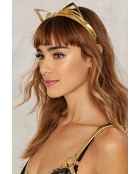 Factory Fraulein Kink Champagne Kitten 18k Gold Leather Headband