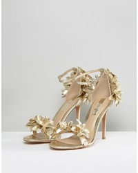 Forever Unique Barely There Flower Trim Heeled Sandal