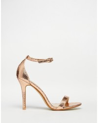 Glamorous Gold Patent Two Part Heeled Sandals