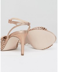 Office Millie Knot Rose Gold Mid Heeled Sandals