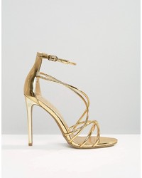Office Spindle Gold Metallic Strappy Heeled Sandals