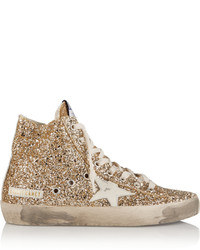 Golden Goose Deluxe Brand Francy Glittered Leather High Top Sneakers