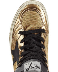 Golden Goose Deluxe Brand Golden Goose 212 Leather And Mesh High Top Sneakers