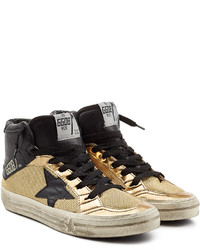 Golden Goose Deluxe Brand Golden Goose 212 Leather And Mesh High Top Sneakers