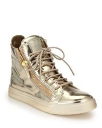 Giuseppe Zanotti Metallic Leather Side Zip Sneakers