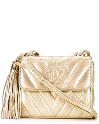 Gold Horizontal Striped Crossbody Bag