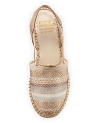 Andre Assous Helena Striped Espadrille Wedge Sandal Gold