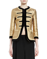 Givenchy 34 Sleeve Metallic Military Jacket Goldblack