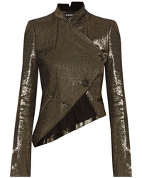 Ann Demeulemeester Asymmetric Metallic Linen Blend Jacket Gold