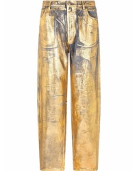 Dolce & Gabbana Painted Mid Rise Wide Leg Jeans