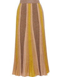 Missoni Metallic Stretch Knit Midi Skirt Gold