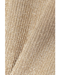 Michael Kors Michl Kors Collection Metallic Ribbed Knit Sweater Gold