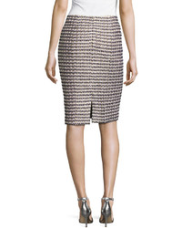 St. John Collection Vany Tweed Knit Pencil Skirt Gold