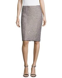 St. John Collection Vany Tweed Knit Pencil Skirt Gold