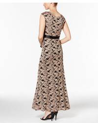 R & M Richards Lace Belted Gown