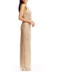 Nicole Miller Floral Embroidered Illusion Gown