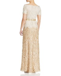 Tadashi Shoji Off The Shoulder Embroidered Lace Gown