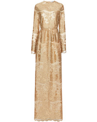 Perseverance London Gold Lurex Lace Gown