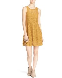 Gold Lace Fit and Flare Dress