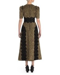 Dolce & Gabbana Lace Detail Metallic Midi Dress