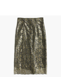 Gold Lace Pencil Skirt