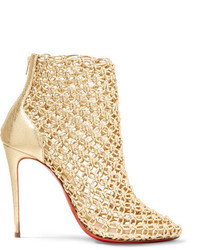 Christian Louboutin Andaloulou 100 Metallic Leather Ankle Boots Gold